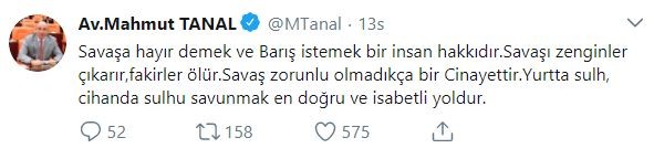 Mahmut Tanal'dan skandal tweet